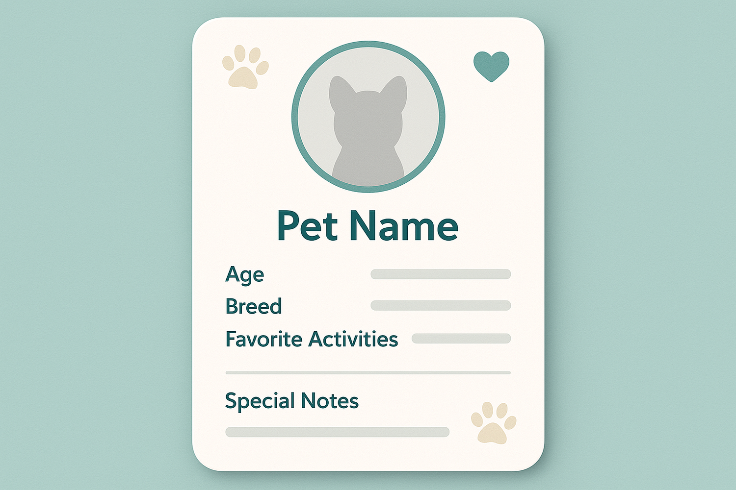 Pet profile card
